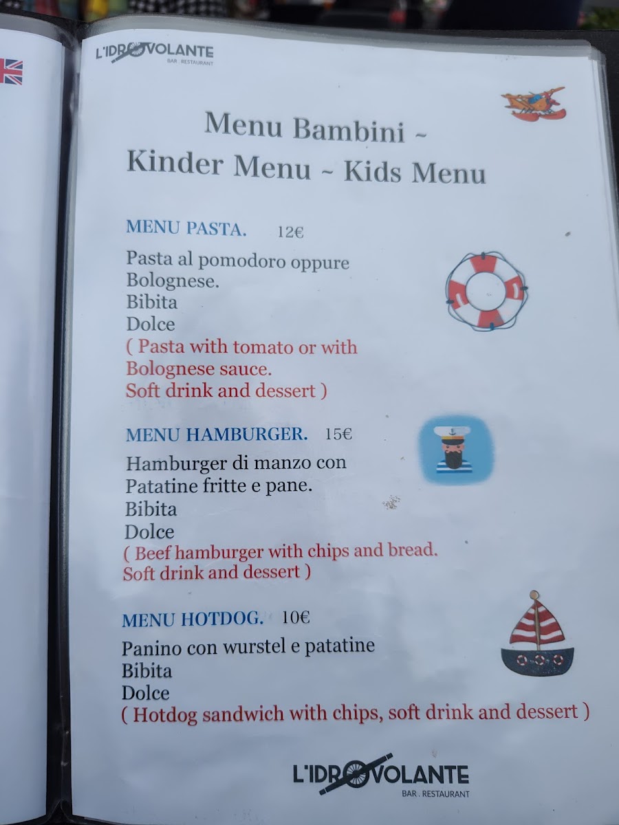 Menu L'idrovolante Cafe-1